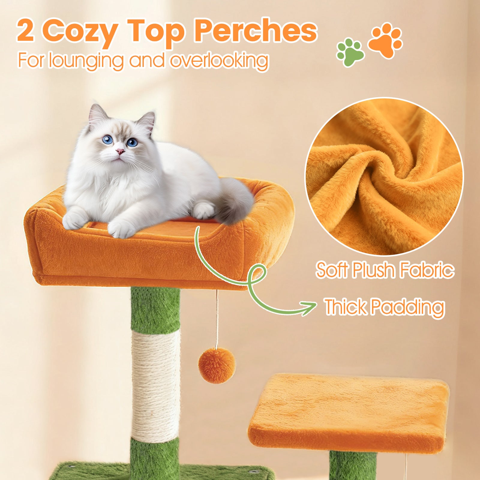 66 Inch Tall Cat Tree Multi-Level Cat Tower with 2 Condos Sisal Scratching Posts, Green Cat Trees Condos & Scratchers at Gallery Canada