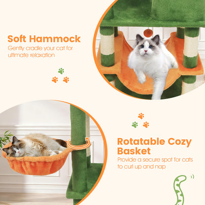 66 Inch Tall Cat Tree Multi-Level Cat Tower with 2 Condos Sisal Scratching Posts, Green Cat Trees Condos & Scratchers at Gallery Canada