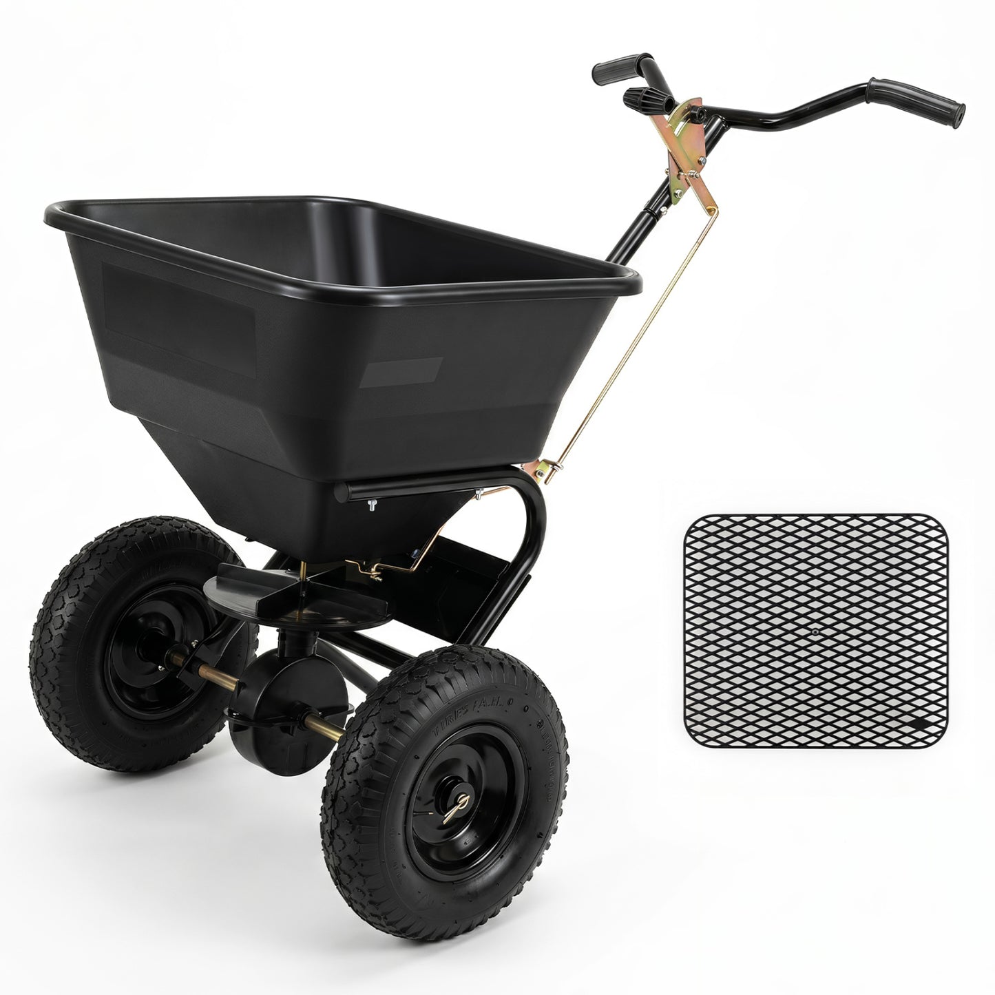 66 LBS Walk-Behind Broadcast Spreader, 13 Inch Tires