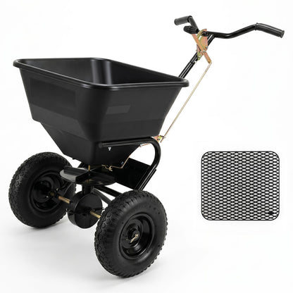 66 LBS Walk-Behind Broadcast Spreader, 13 Inch Tires