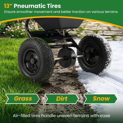 66 LBS Walk-Behind Broadcast Spreader, 13 Inch Tires