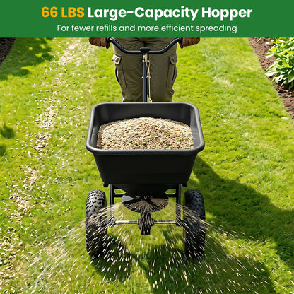 66 LBS Walk-Behind Broadcast Spreader, 13 Inch Tires