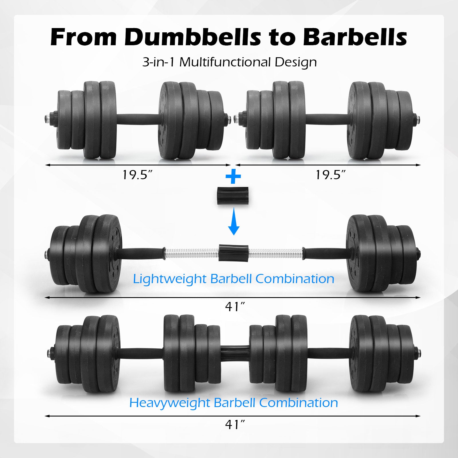 66 Lbs Fitness Dumbbell Weight Set with Adjustable Weight Plates and Handle, Black Dumbbells at Gallery Canada
