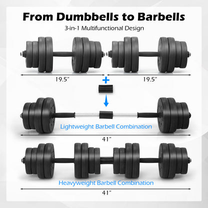66 Lbs Fitness Dumbbell Weight Set with Adjustable Weight Plates and Handle, Black Dumbbells at Gallery Canada