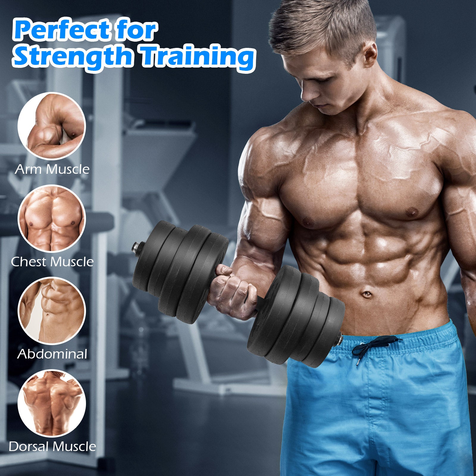 66 Lbs Fitness Dumbbell Weight Set with Adjustable Weight Plates and Handle, Black Dumbbells at Gallery Canada