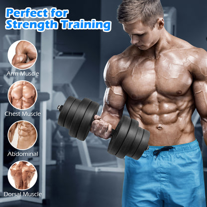 66 Lbs Fitness Dumbbell Weight Set with Adjustable Weight Plates and Handle, Black Dumbbells at Gallery Canada