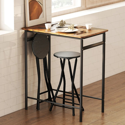 Set of 2 Foldable Barstools, Counter Height with Footrest, Steel Legs, Black Bar Stools at Gallery Canada