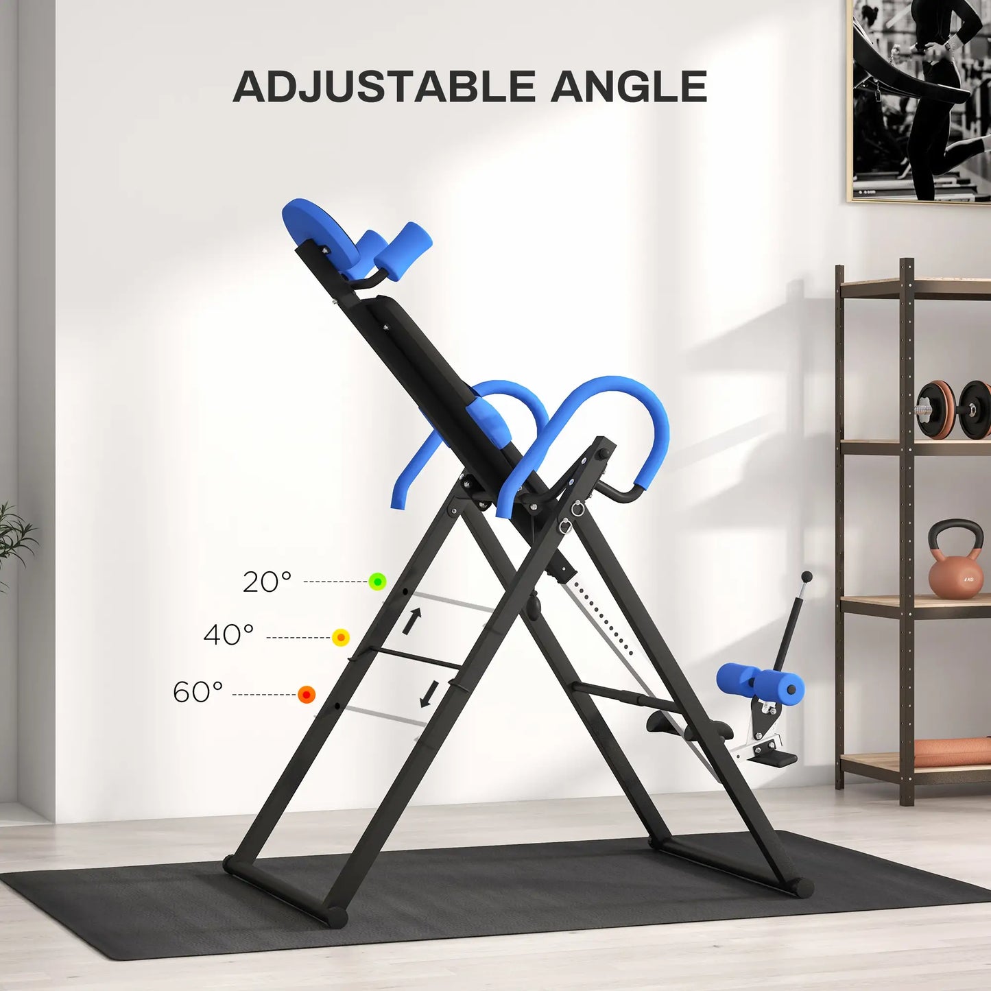 Folding Inversion Table, 20°/40°/60° Adjustable, with Safety Belt and Waist Pad for Back Pain Relief Strength Training Equipment at Gallery Canada