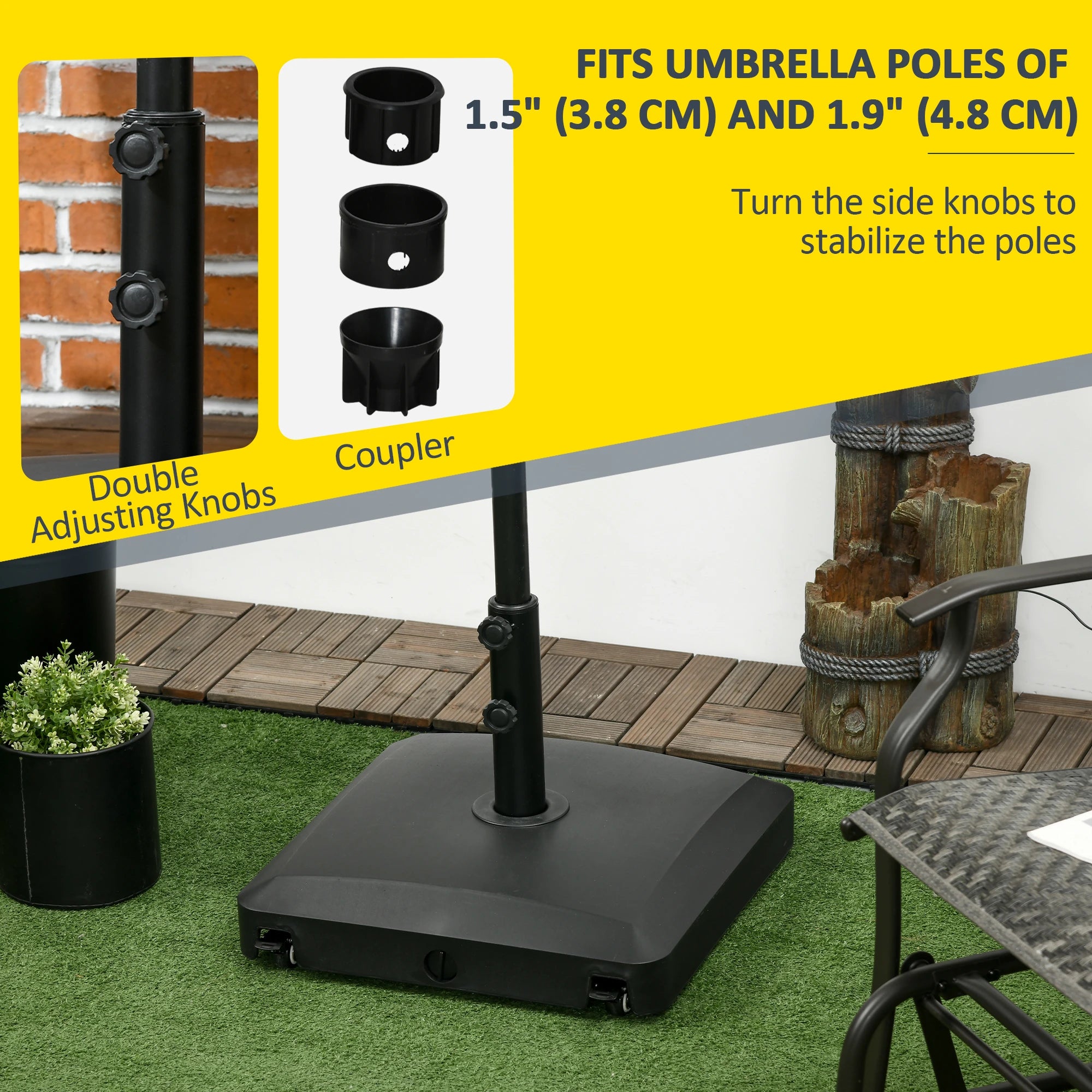 66 lb Heavy Duty Patio Umbrella Stand, Outdoor Garden Base, Black Umbrella Bases at Gallery Canada