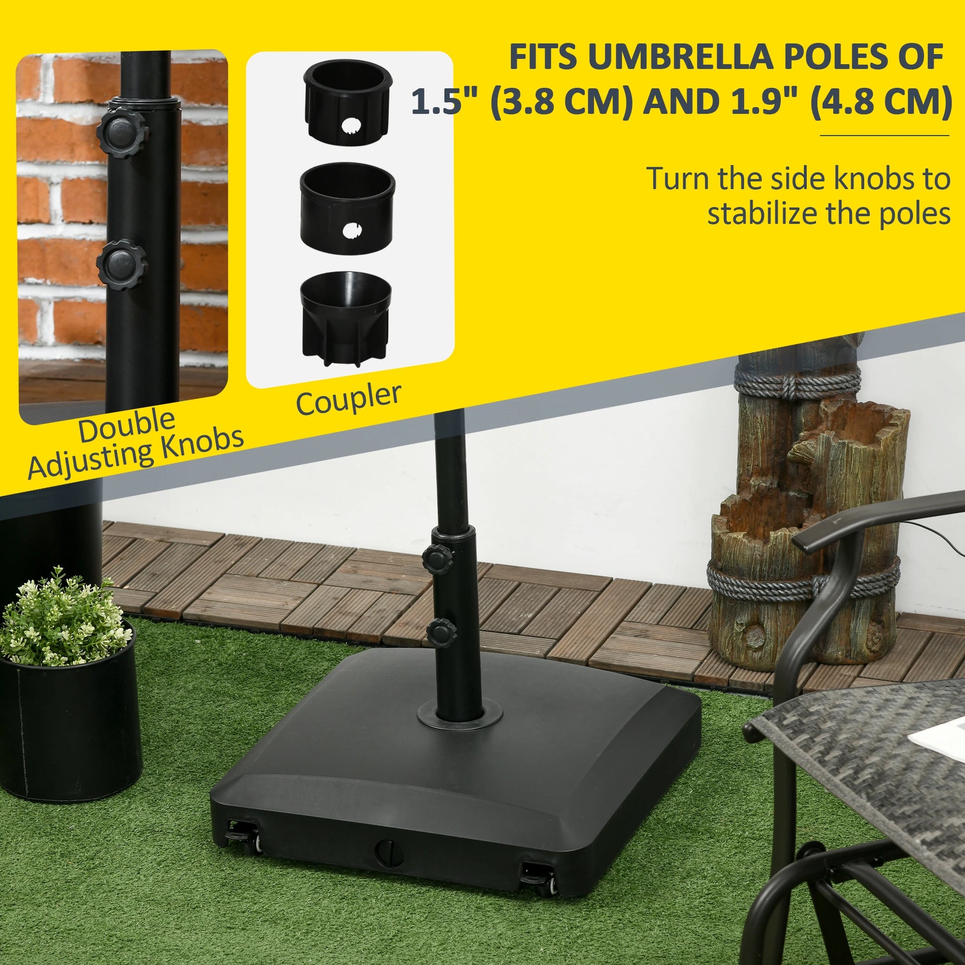 66 lb Heavy Duty Patio Umbrella Stand, Outdoor Garden Base, Black Umbrella Bases at Gallery Canada