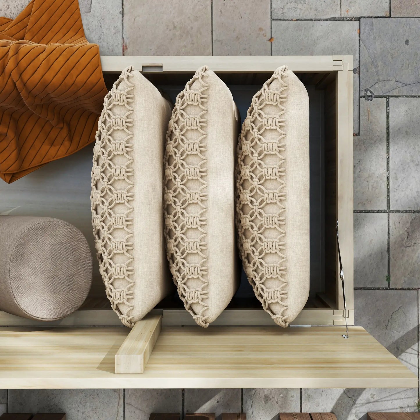 45 Gallon Wooden Storage Box, Patio Deck Box Bench, Natural Patio Storage Boxes at Gallery Canada