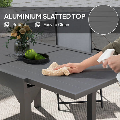 35-71 Inch Extendable Aluminum Outdoor Dining Table, Slatted Top, Grey Patio Dinning Tables at Gallery Canada