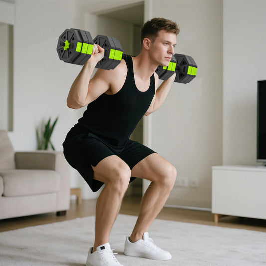4-in-1 Adjustable Dumbbell Set, 66lbs, Green Dumbbells & Barbells Green at Gallery Canada