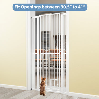 67.5" Extra Tall Pet Gate Heavy-Duty Metal Cat Gate with 30.5"-41" Wide Opening, White Pet Gate at Gallery Canada