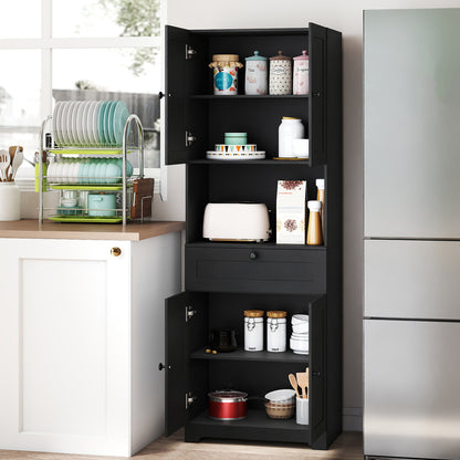 67.5 Inch Tall Freestanding Floor Cabinet, 4 Doors, 1 Drawer, Black Sideboards Cabinets & Buffets at Gallery Canada