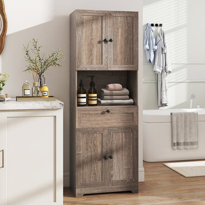 67.5 Inch Tall Freestanding Floor Cabinet, 4 Doors, 1 Drawer, Oak Sideboards Cabinets & Buffets at Gallery Canada