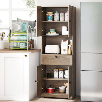 67.5 Inch Tall Freestanding Floor Cabinet, 4 Doors, 1 Drawer, Oak Sideboards Cabinets & Buffets at Gallery Canada