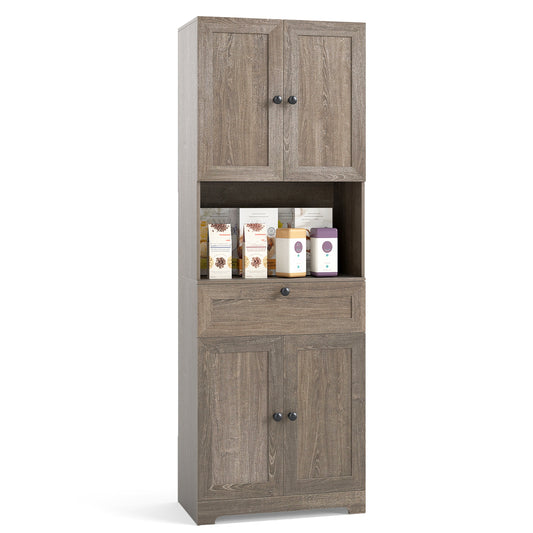 67.5 Inch Tall Freestanding Floor Cabinet, 4 Doors, 1 Drawer, Oak Sideboards Cabinets & Buffets Oak at Gallery Canada