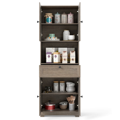 67.5 Inch Tall Freestanding Floor Cabinet, 4 Doors, 1 Drawer, Oak Sideboards Cabinets & Buffets at Gallery Canada