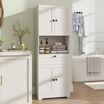 67.5 Inch Tall Freestanding Floor Cabinet, 4 Doors, 1 Drawer, White Sideboards Cabinets & Buffets at Gallery Canada