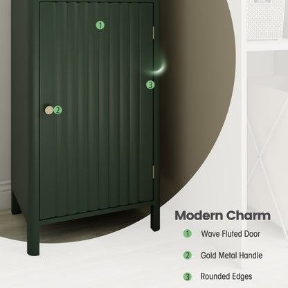 67 Inch Tall Bathroom Cabinet Narrow Floor Cabinet with Fluted Door, Green Floor Cabinets at Gallery Canada