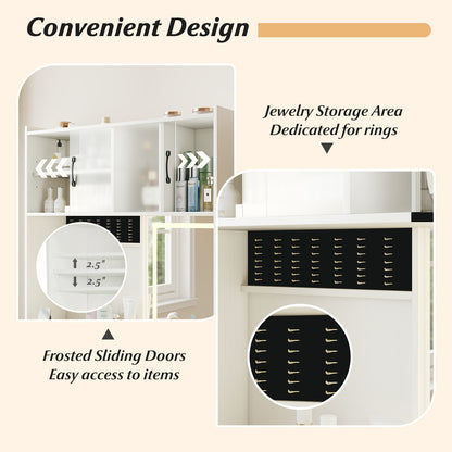 67 Inches Tall Vanity Set with Mirror Makeup Dressing Table with Charging Station, White Makeup Vanities at Gallery Canada