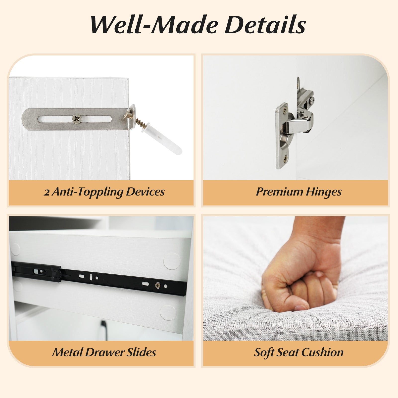 67 Inches Tall Vanity Set with Mirror Makeup Dressing Table with Charging Station, White Makeup Vanities at Gallery Canada