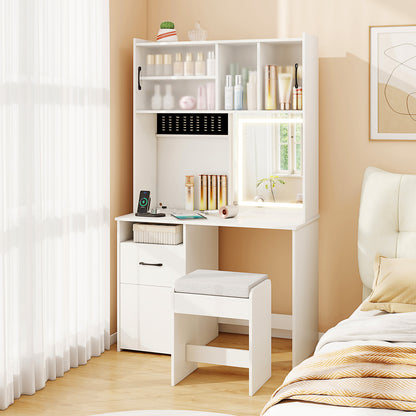 67 Inches Tall Vanity Set with Mirror Makeup Dressing Table with Charging Station, White Makeup Vanities at Gallery Canada
