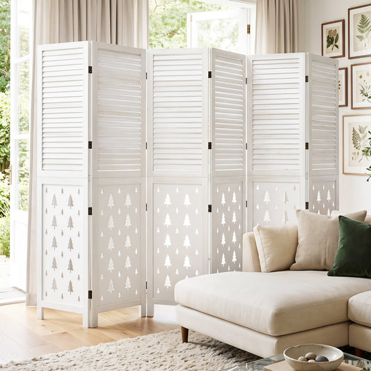 Wood Room Divider, 67" Tall, 6 Panels Indoor Room Dividers White at Gallery Canada