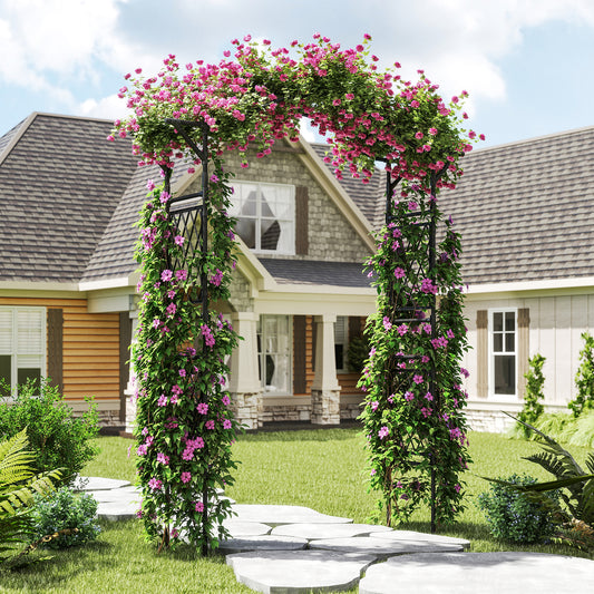 67 x 83 Inch Garden Arch Trellis Metal Pergola Arbor for Climbing Plants, Black Outdoor Decor Black at Gallery Canada