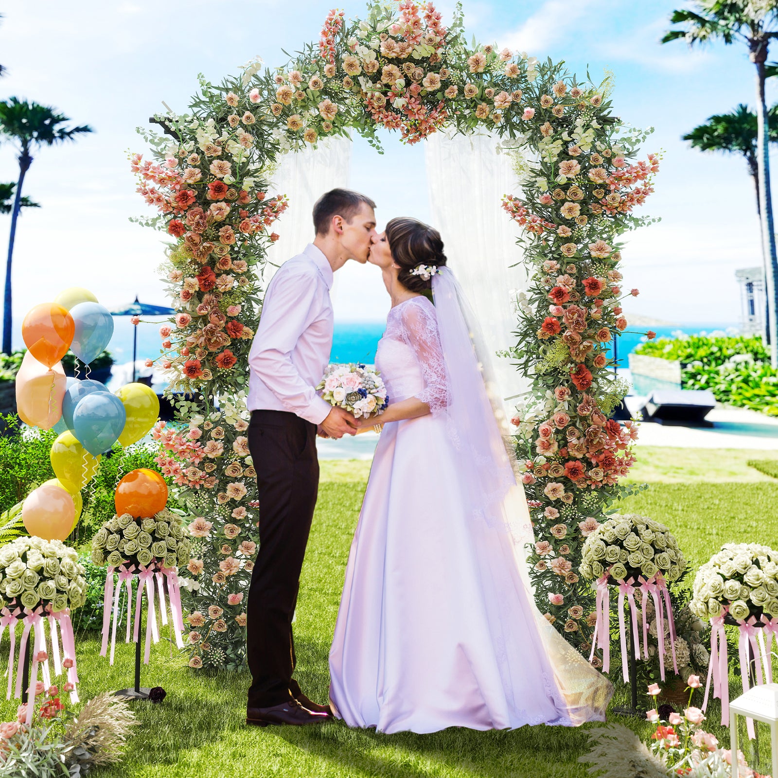 67 x 83 Inch Garden Arch Trellis Metal Pergola Arbor for Climbing Plants, Black Outdoor Decor at Gallery Canada