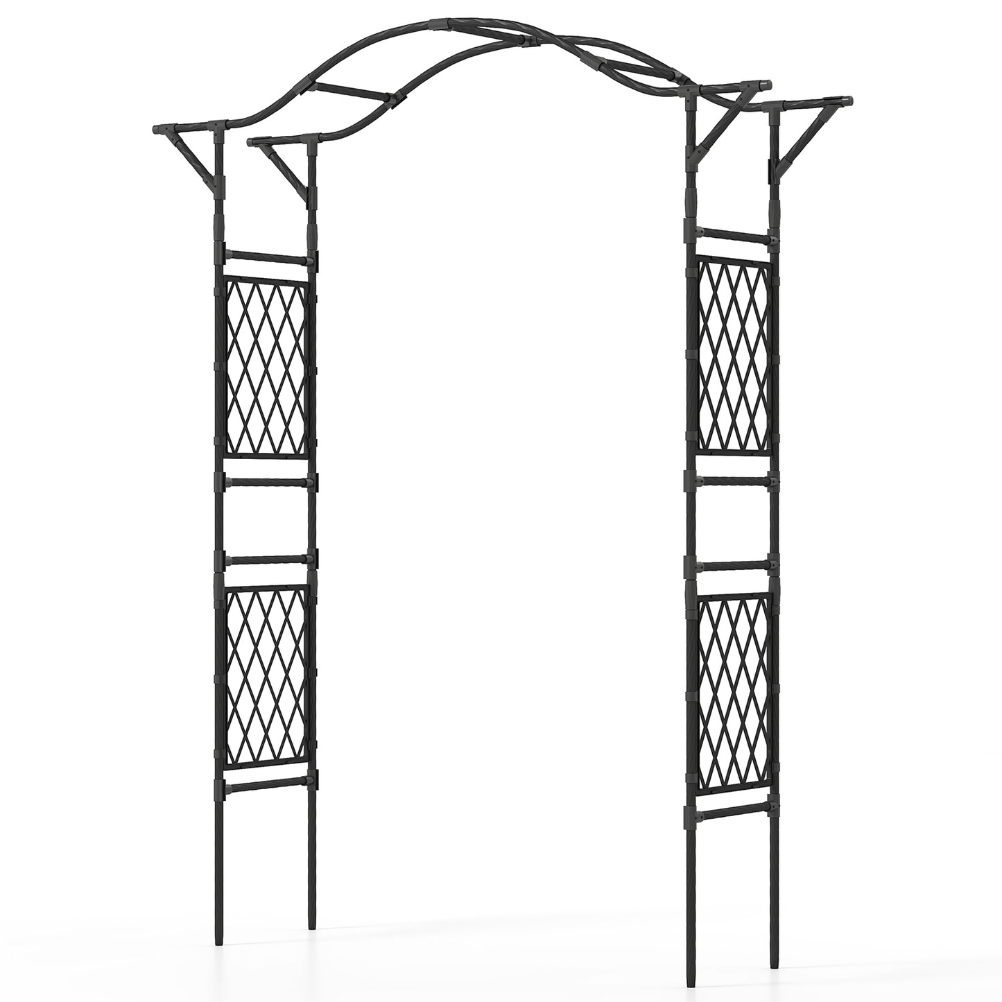 67 x 83 Inch Garden Arch Trellis Metal Pergola Arbor for Climbing Plants, Black Outdoor Decor at Gallery Canada