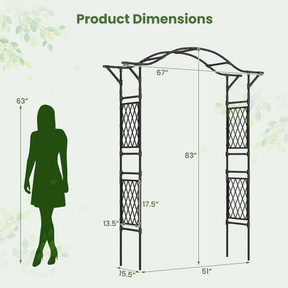 67 x 83 Inch Garden Arch Trellis Metal Pergola Arbor for Climbing Plants, Black Outdoor Decor at Gallery Canada