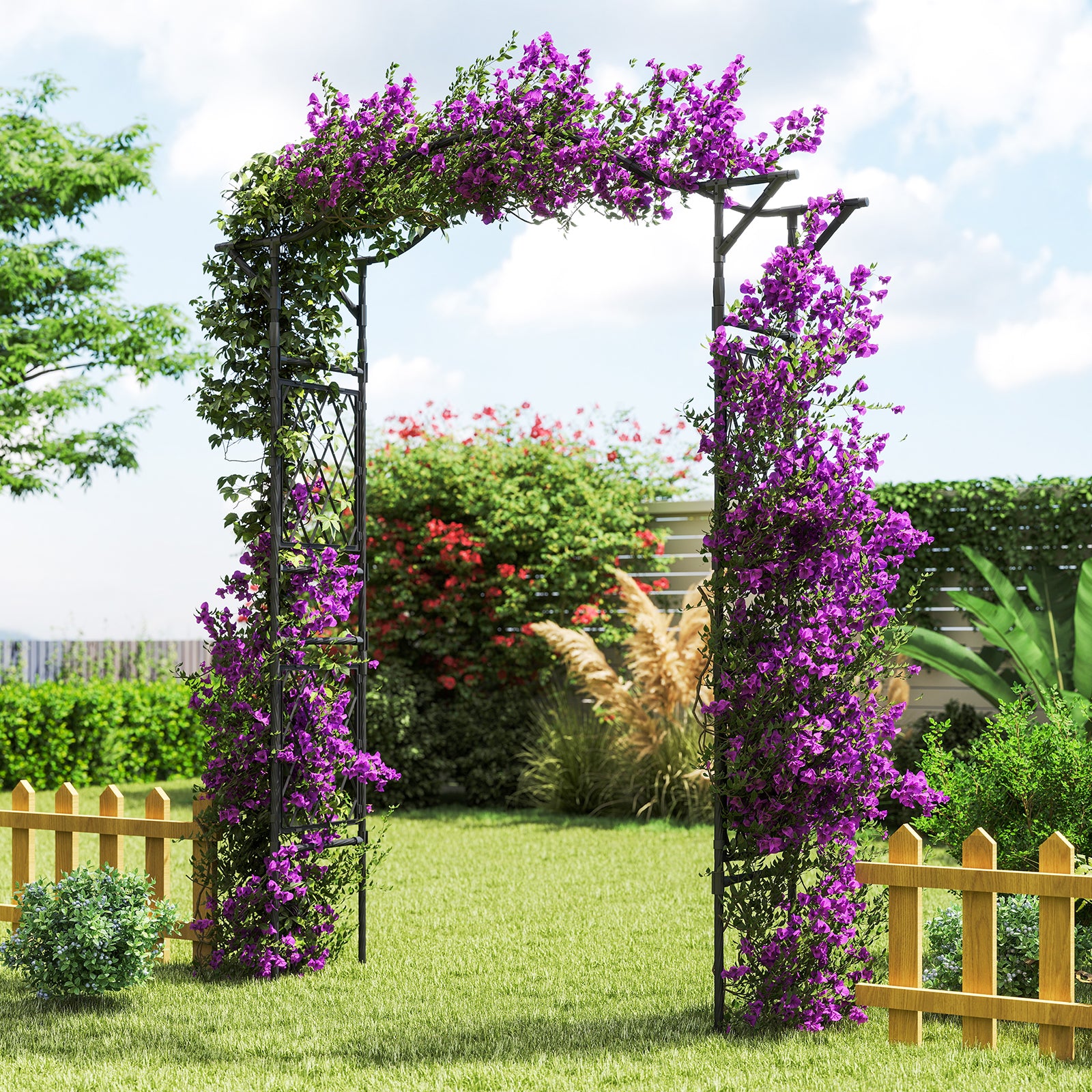 67 x 83 Inch Garden Arch Trellis Metal Pergola Arbor for Climbing Plants, Black Outdoor Decor at Gallery Canada