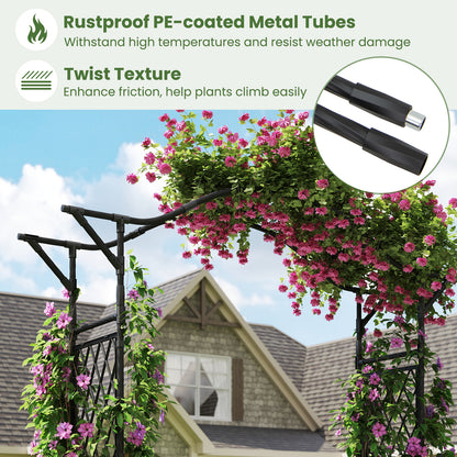 67 x 83 Inch Garden Arch Trellis Metal Pergola Arbor for Climbing Plants, Black Outdoor Decor at Gallery Canada