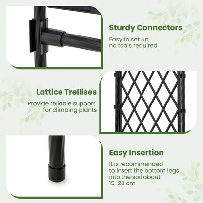 67 x 83 Inch Garden Arch Trellis Metal Pergola Arbor for Climbing Plants, Black Outdoor Decor at Gallery Canada