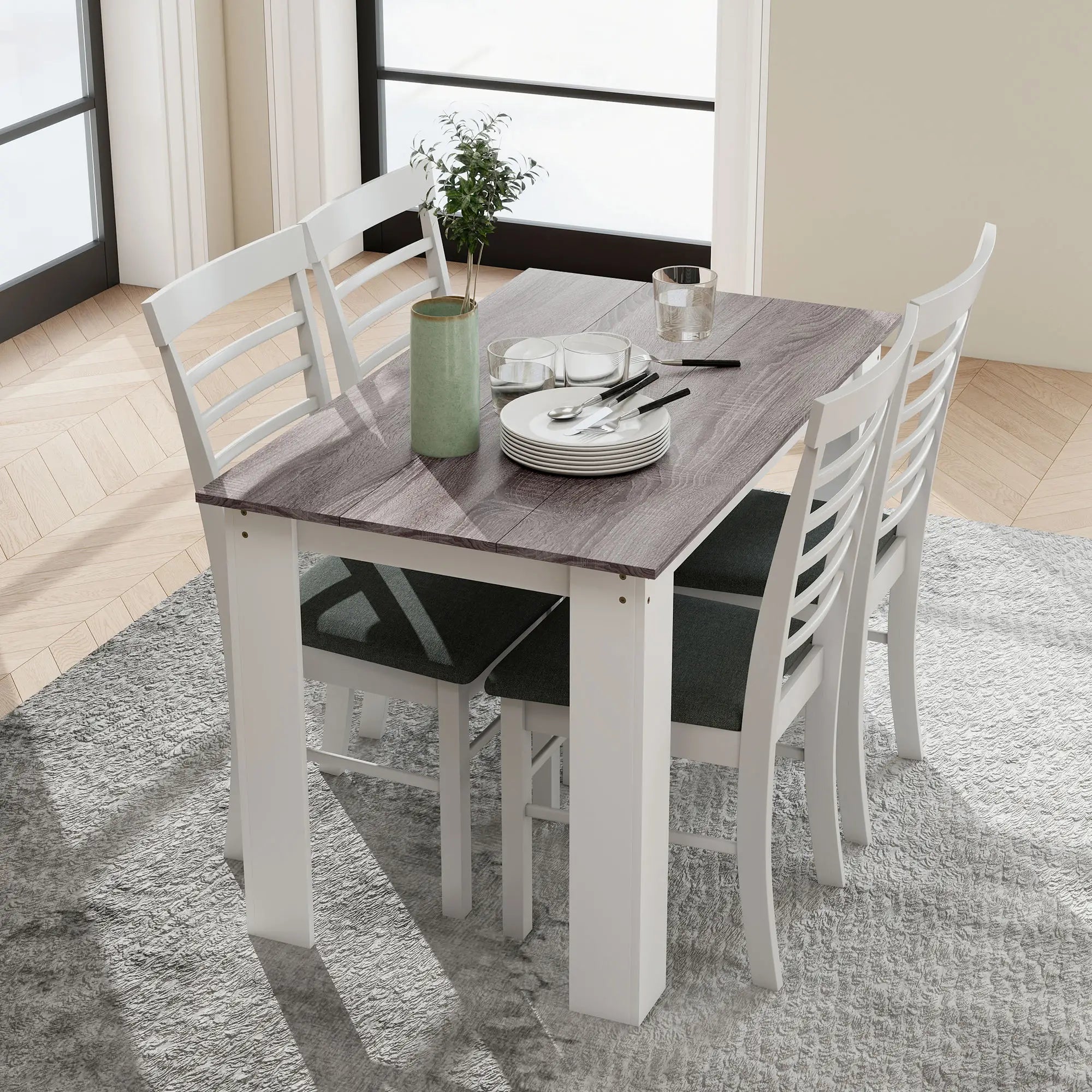 Kitchen Table for 4-6, Wood Effect Dining Table, Grey Dining Tables at Gallery Canada