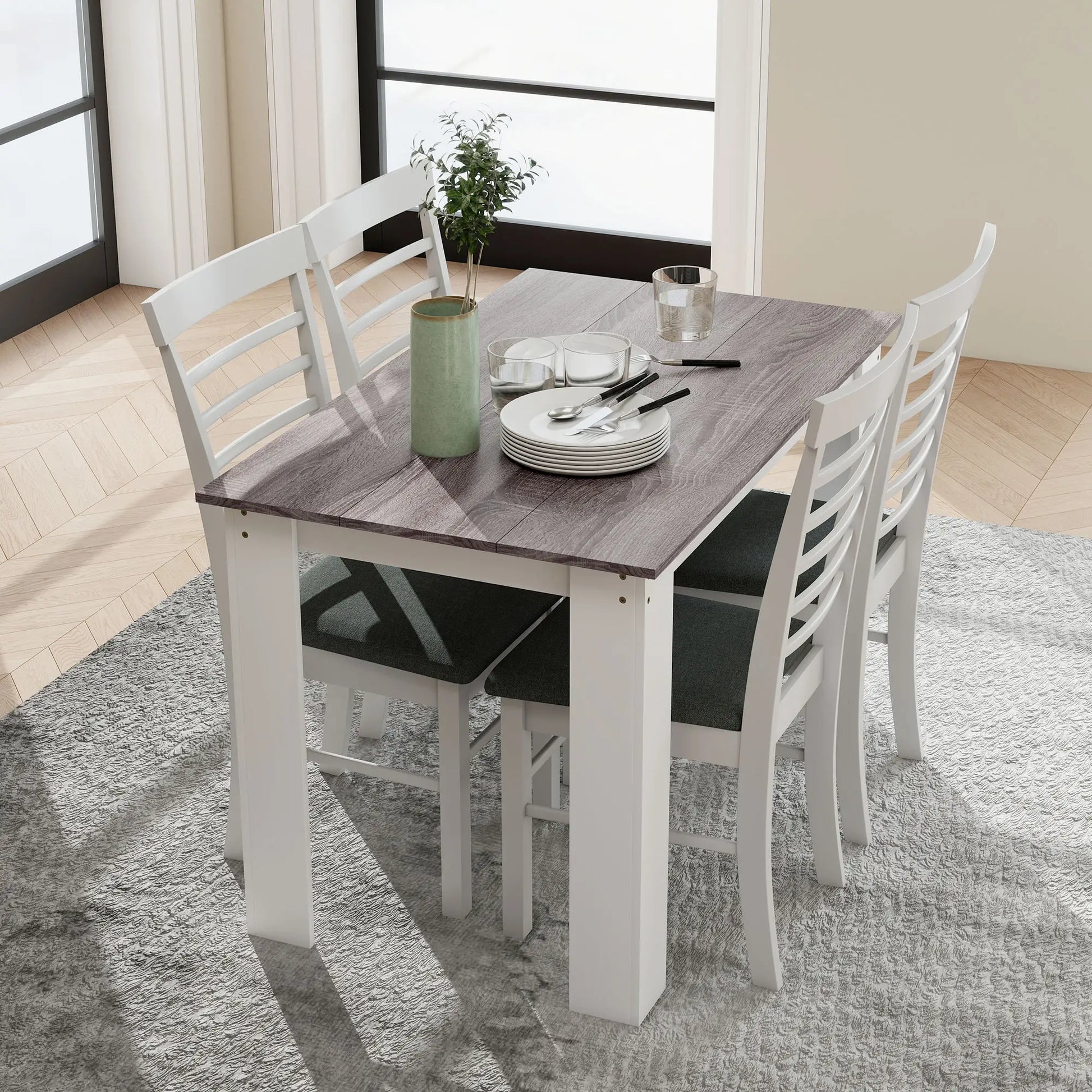 Kitchen Table for 4-6, Wood Effect Dining Table, Grey Dining Tables at Gallery Canada