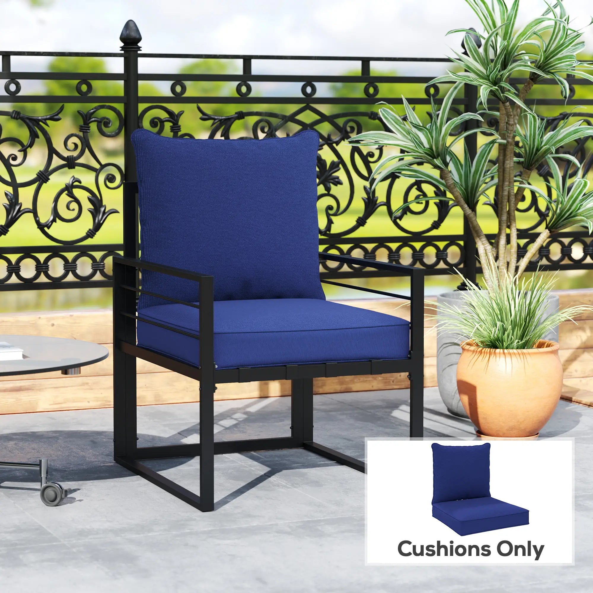 Patio Chair Cushions, Thick Deep Seat, Dark Blue Patio Chair Cushions at Gallery Canada
