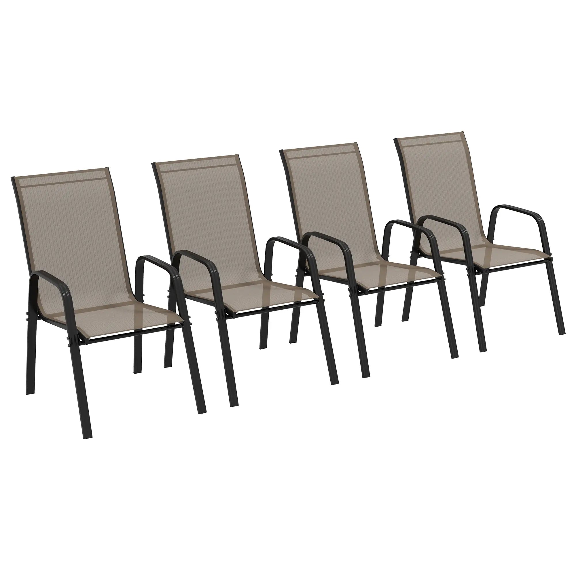 Outdoor Dining Chairs Set of 4, Heavy Duty Stackable, Grey Patio Chairs Grey, Dark Grey at Gallery Canada