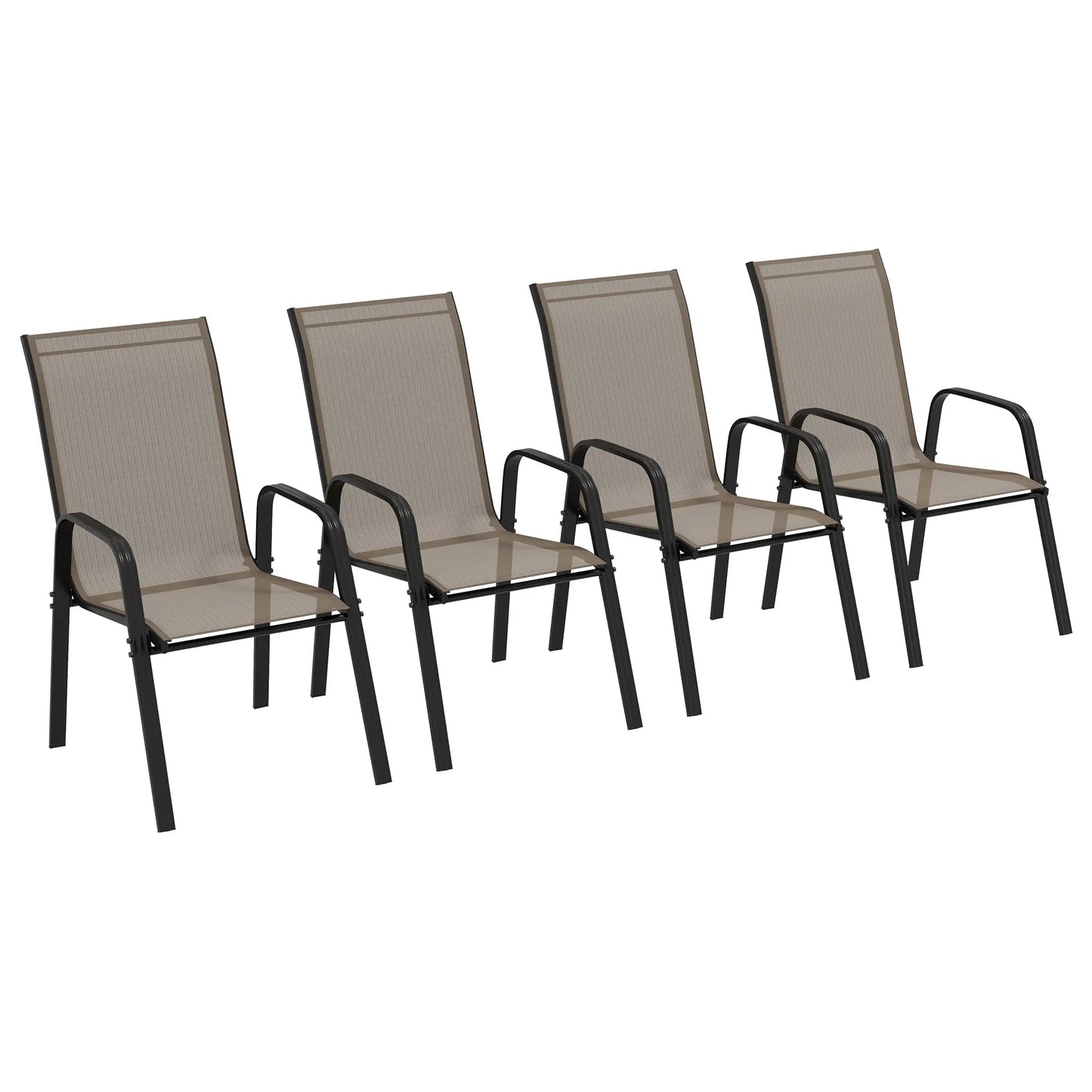 Outdoor Dining Chairs Set of 4, Heavy Duty Stackable, Grey Patio Chairs Grey, Dark Grey at Gallery Canada