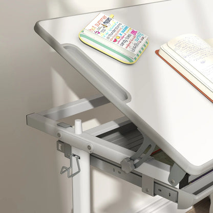 Adjustable Study Table and Chair Set, Drawer, Pen Slot, Grey Kids Desk Sets at Gallery Canada