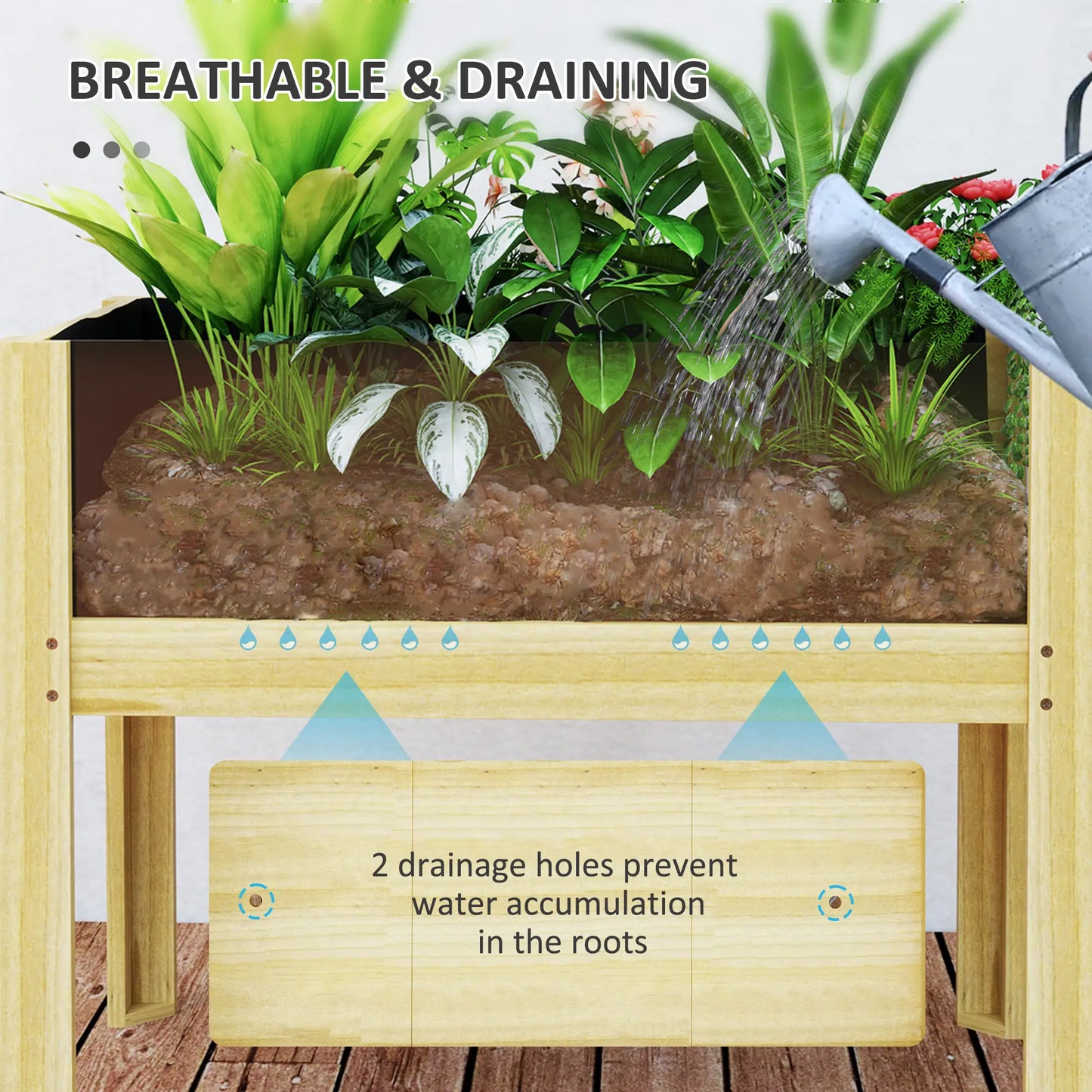 Wooden Raised Garden Bed, Acrylic Panels, Drainage Holes, 29.5" x 18.1" x 23.8" Raised Garden Beds at Gallery Canada
