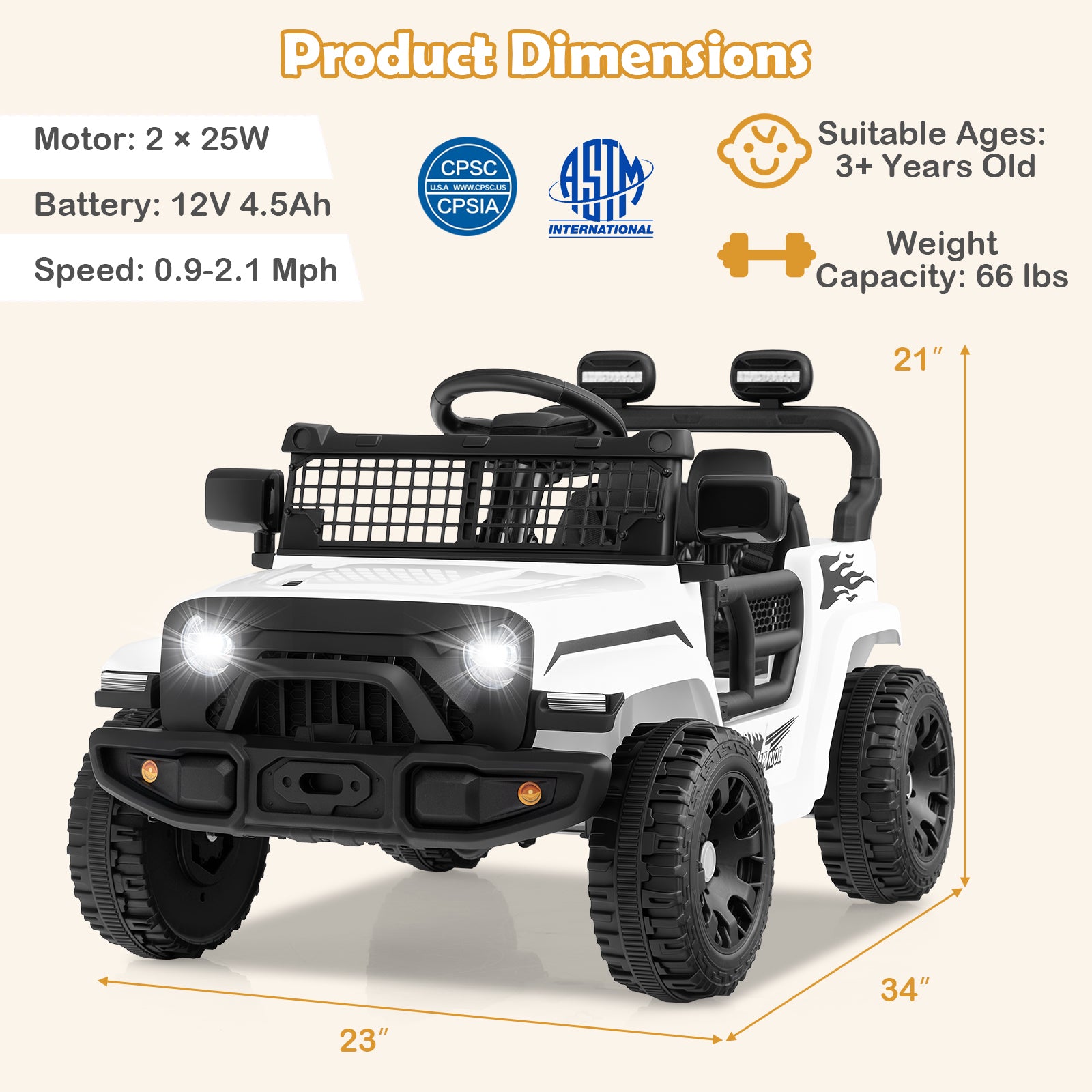 12V Kids Ride on Truck Car Battery Powered Electric Vehicle, White Powered Ride On Toys at Gallery Canada