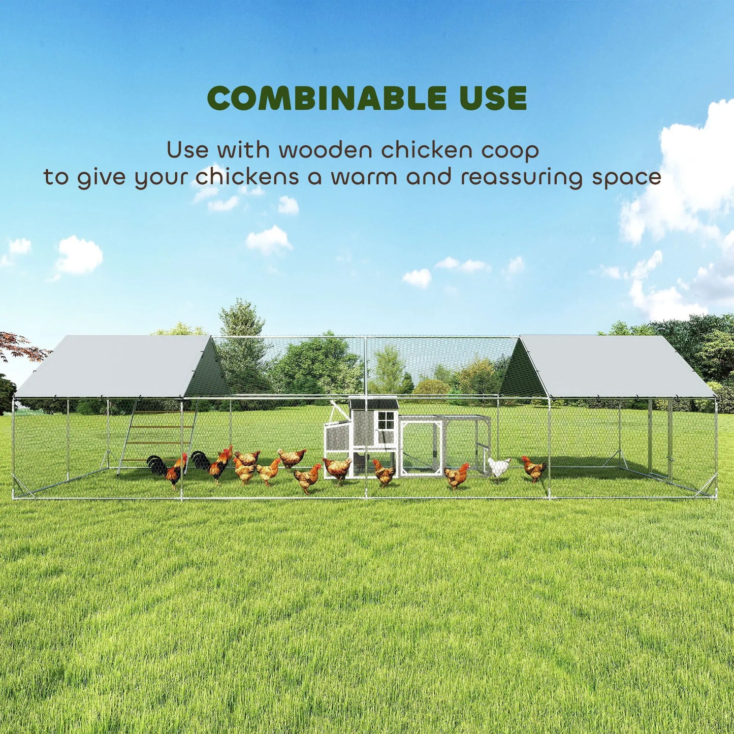 Large Metal Chicken Run With Waterproof Cover, Feeding Door, Perch Chicken Coops at Gallery Canada
