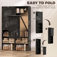 Fold-Out Computer Desk with Shelves, Bag, Wall Mount, Black