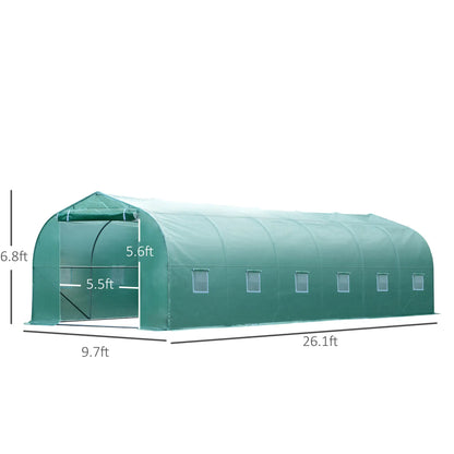 26' x 10' x 7' Walk-In Greenhouse, Garden Plant Grow Tent, Steel Frame, Green Walk In Greenhouses at Gallery Canada