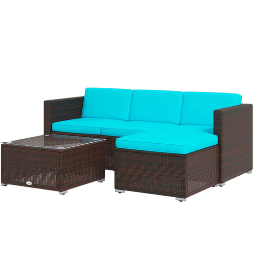 Patio Furniture With Soft Cushions, Corner Sofa Sets, Turquoise