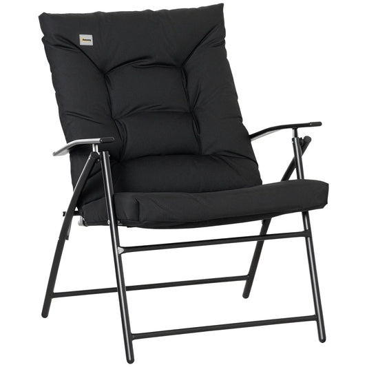 Foldable Lounge Chair, Fabric Recliner, Outdoor Lounger, Black Patio Chairs Black at Gallery Canada