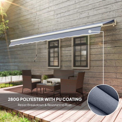 12'x8' Retractable Patio Awning Manual Crank Sunshade, Grey Deck Awnings at Gallery Canada